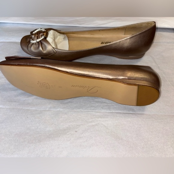 NEW Iconic Delman Rare Vintage Womens 10 Patina Bronze Leather Ballet Flats nwot - Picture 5 of 6